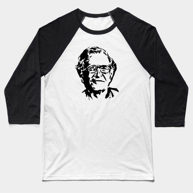 Noam Chomsky stencil Baseball T-Shirt by bumblethebee